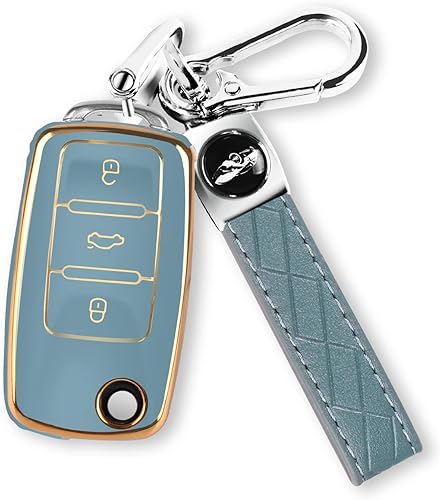 MILD EAST Funda para llavero de automóvil VW con llavero funda de TPU suave para Volkswagen Beetle CC Eos Golf GTI Jetta Passat Tiguan Touareg 2011