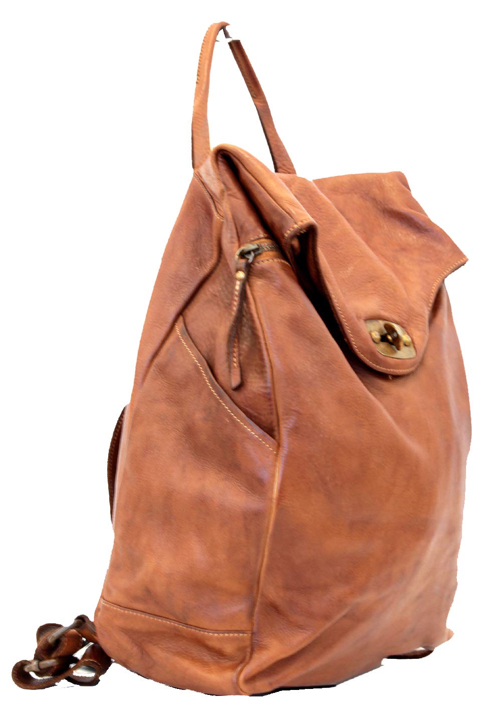 BZNA Bag Rinalto coganc braun Italy Rucksack Backpacker Designer Tasche Handtasche Schultertasche Leder Damen Neu