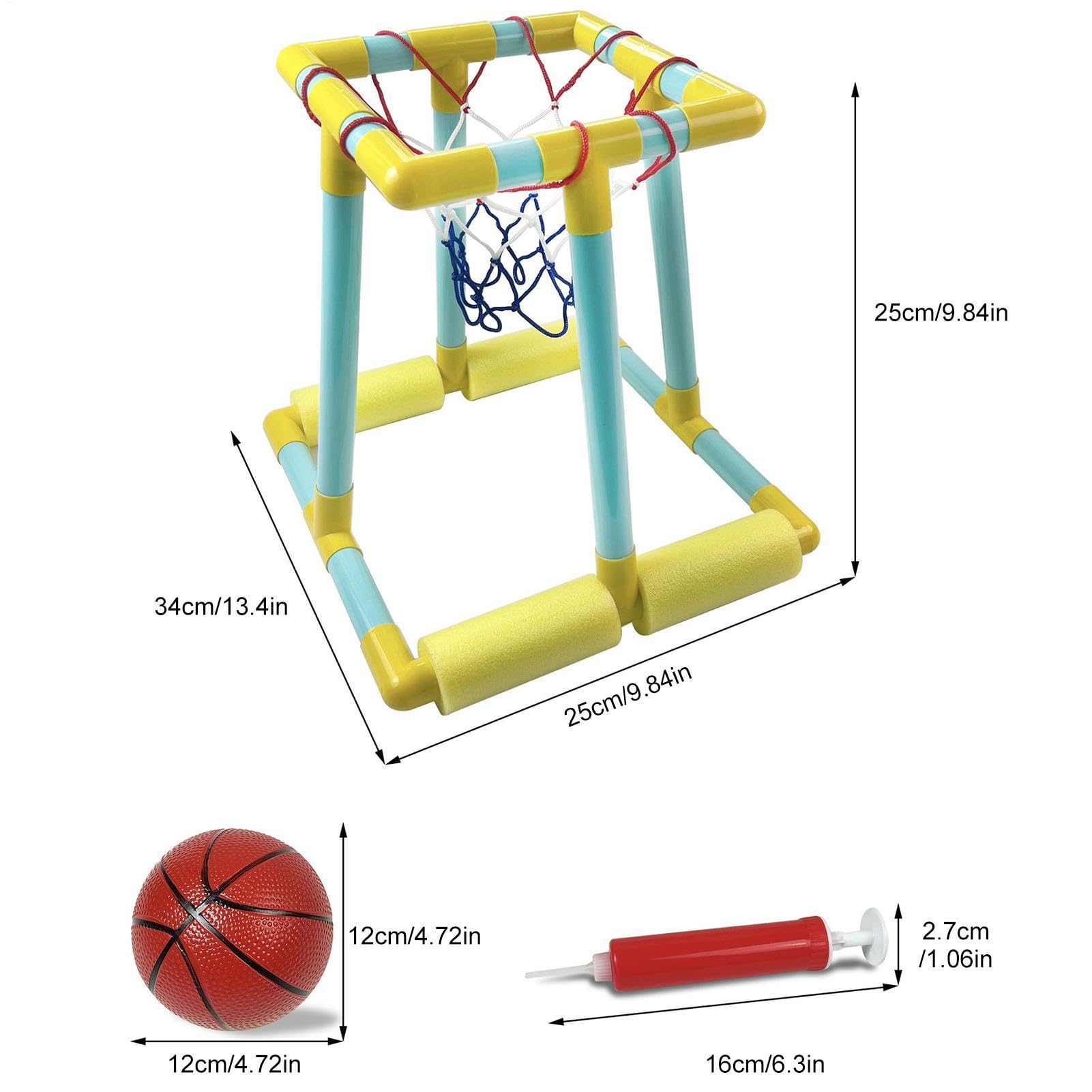 Pool-Basketballkorb, schwimmendes Pool-Spielzeug mit Basketball und Pumpe, Sommer-Freibad-Spiele für Kinder und Erwachsene, Familien-Party-Spiele, Spielzeug