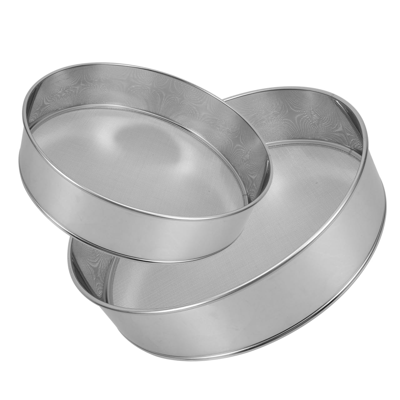 POPETPOP 2 Pcs Fine Mesh Tamis/Drum Sieve: Stainless Steel Round Flour Sieve Strainer with 60/40 Mesh - Flour Sifter for Baking Straining Powdering