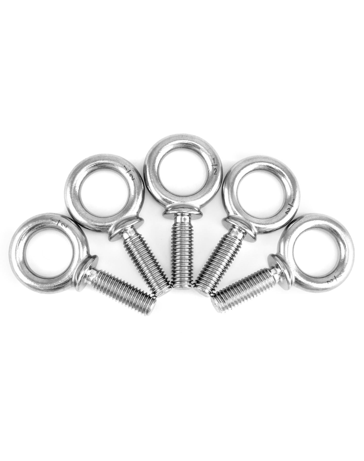 QWORK Bulloni ad occhiello, confezione da 20 occhielli filettati da 1/2" - 33 x 3,8 cm, in acciaio inossidabile di grado marino, per macchine e spallamenti