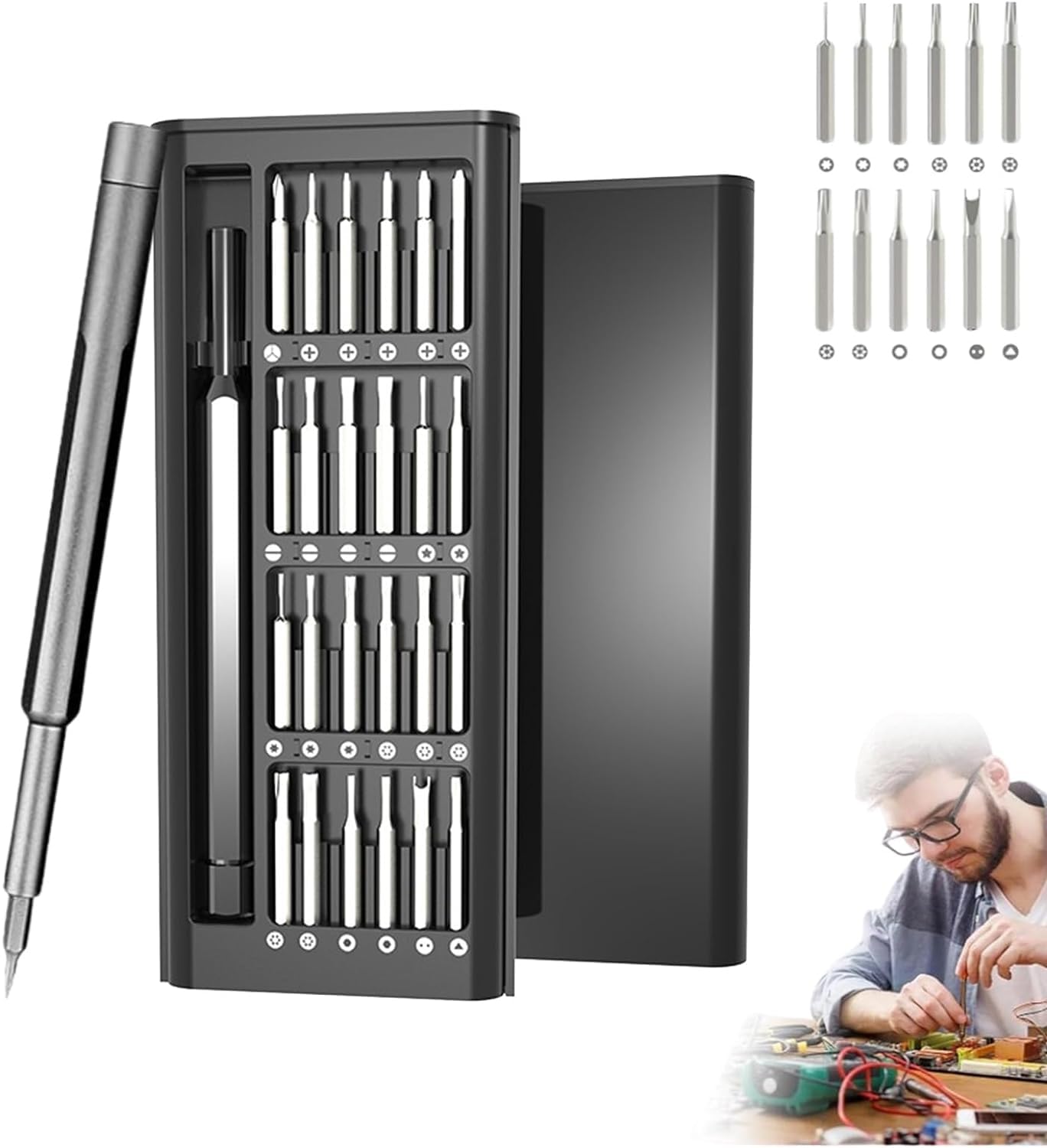 COOFANDY 24 in 1 Precision Screwdriver Set, CRV Magnetic Driver Bits Storage Box, Mini Professional Repair Tools for Electronics/ Watch/ Camera/ Laptop/ Glasses, Repair Tool Kit for Electronics (B0D6K6DGNT) Amazon Price History, Amazon Price Tracker