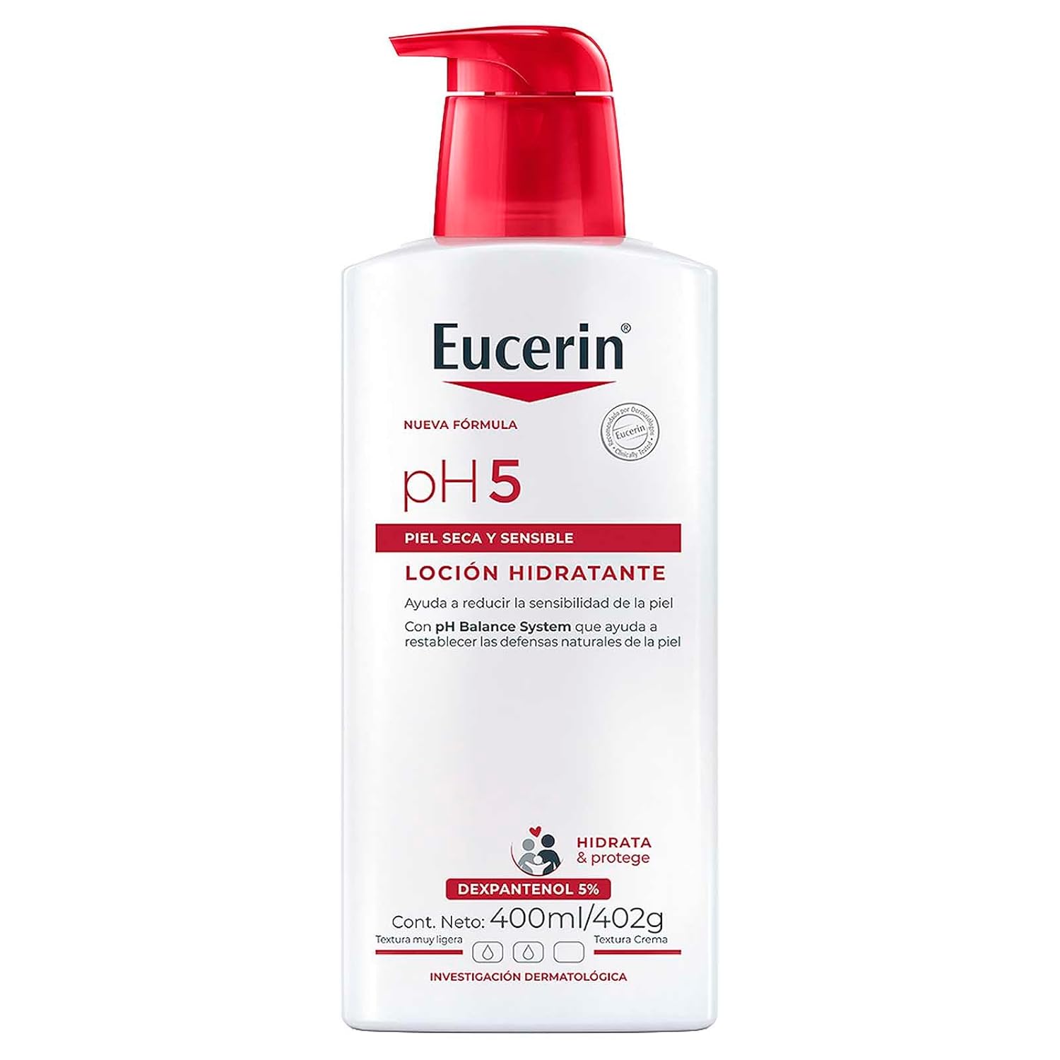 EUCERIN Ph5 Crema Corporal hidratante para cuerpo y rostro con piel sensible o seca, 400 Ml. Fortalece las defensas naturales de la piel