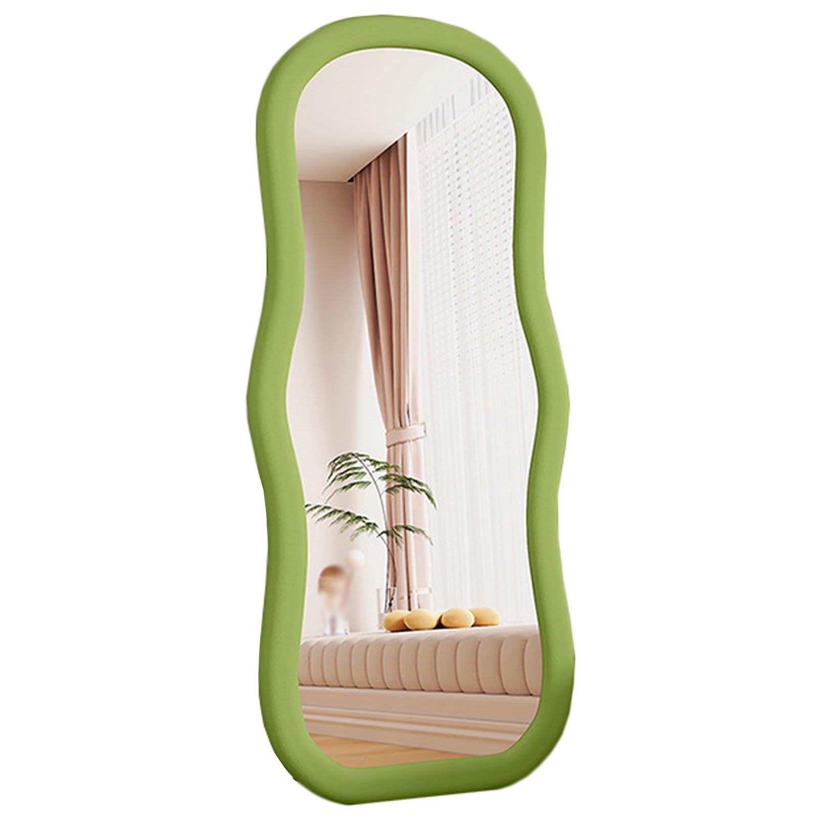 FGXHHS Mirror Full Length Wavy s Vanity Vertically Restroom for Entryway Bedroom Living Room(Green,80x180 cm)