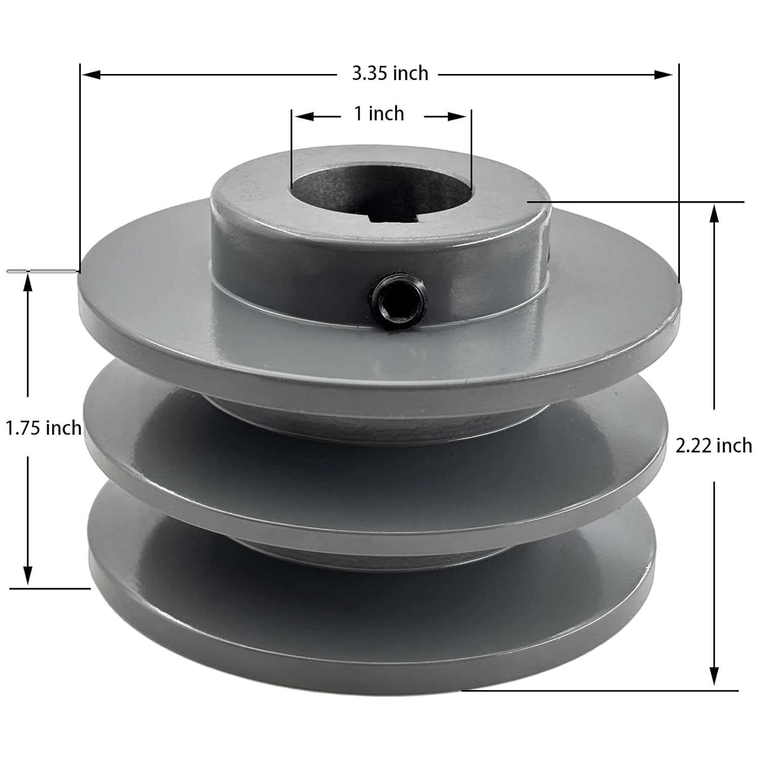2BK32-1 Double Groove Pulley,v Belt Pulley 1 inch bore 3.35" OD,Motor Pulley Cast Iron for A AX B BX 4L 5L V-Belts,2BK32X1 Pulley