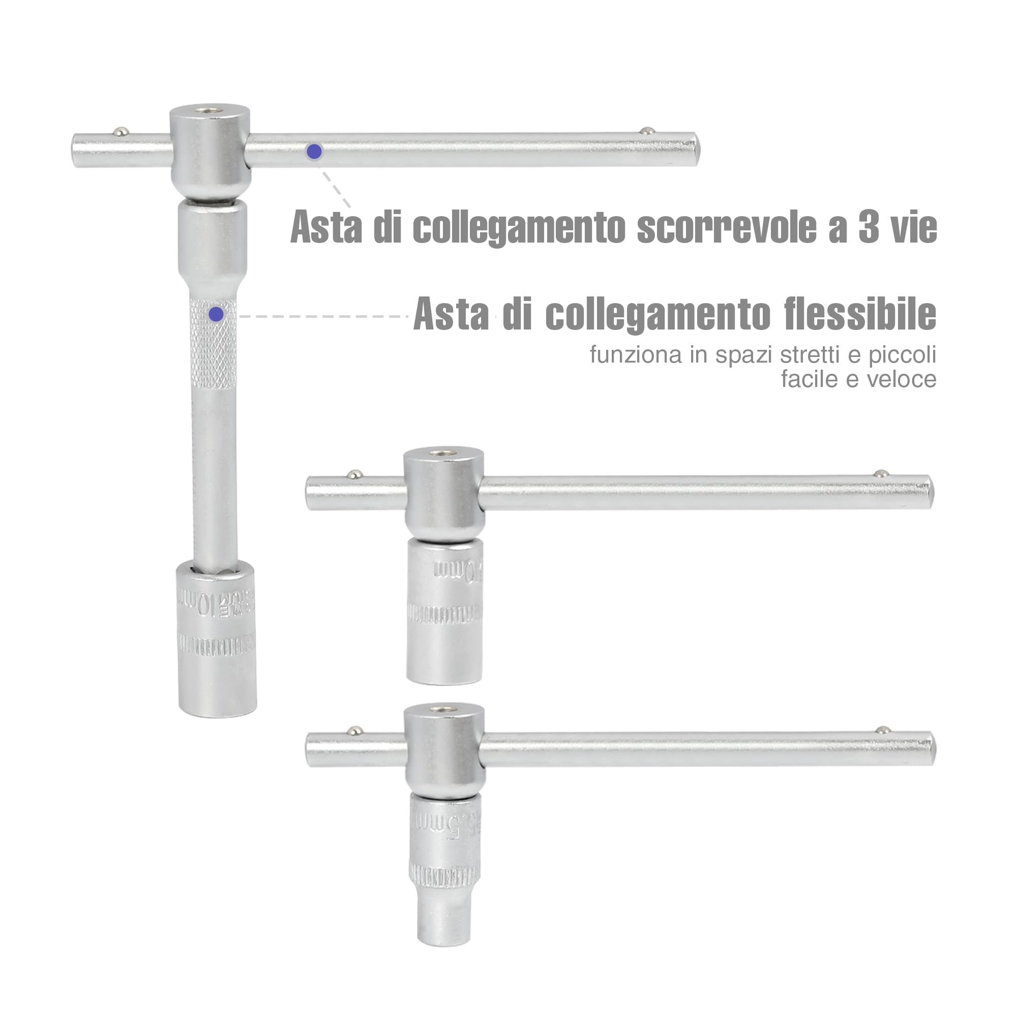WORKPRO Set di Chiavi a Bussola con Cricchetto 1/4''+ 1/2'' 108 Pezzi, Custodia Portatile, Maniglia Girevole, Barra di Prolunga, Kit di Attrezzi Meccanici per Auto