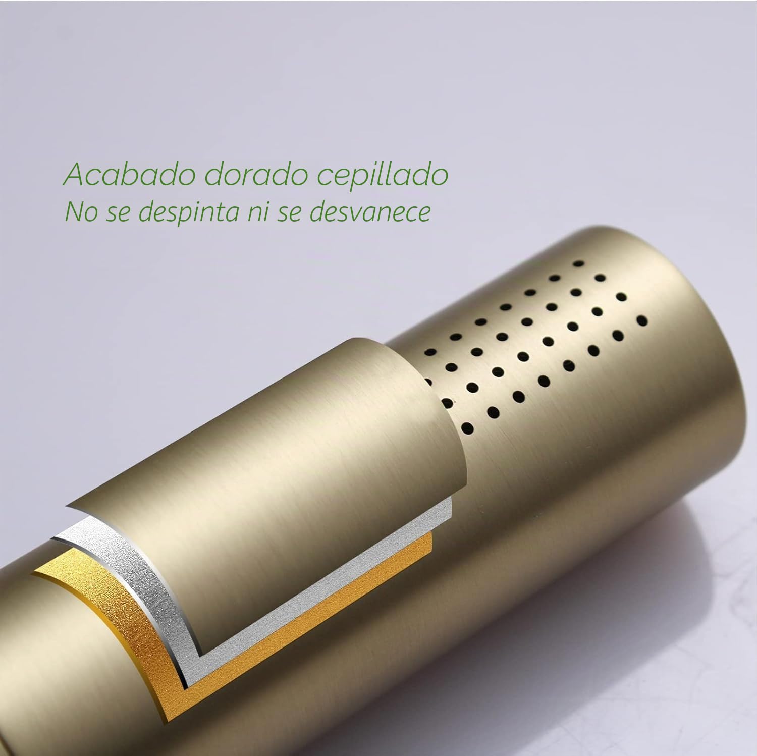 Cabezal de ducha de mano de latón con manguera, varita de ducha de alta presión de 2 modos, manguera de acero inoxidable de 59 pulgadas de largo, ahorro de agua, oro cepillado