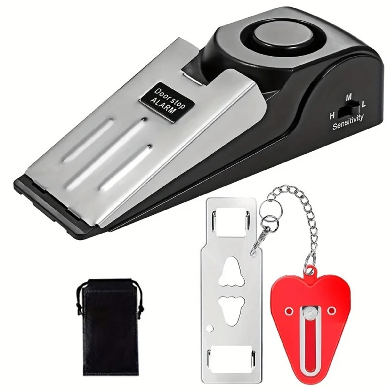 Tope Para Puerta Con Alarma Kit de alarma tope puerta y cerradura mejorado 2 piezas(Red and black)