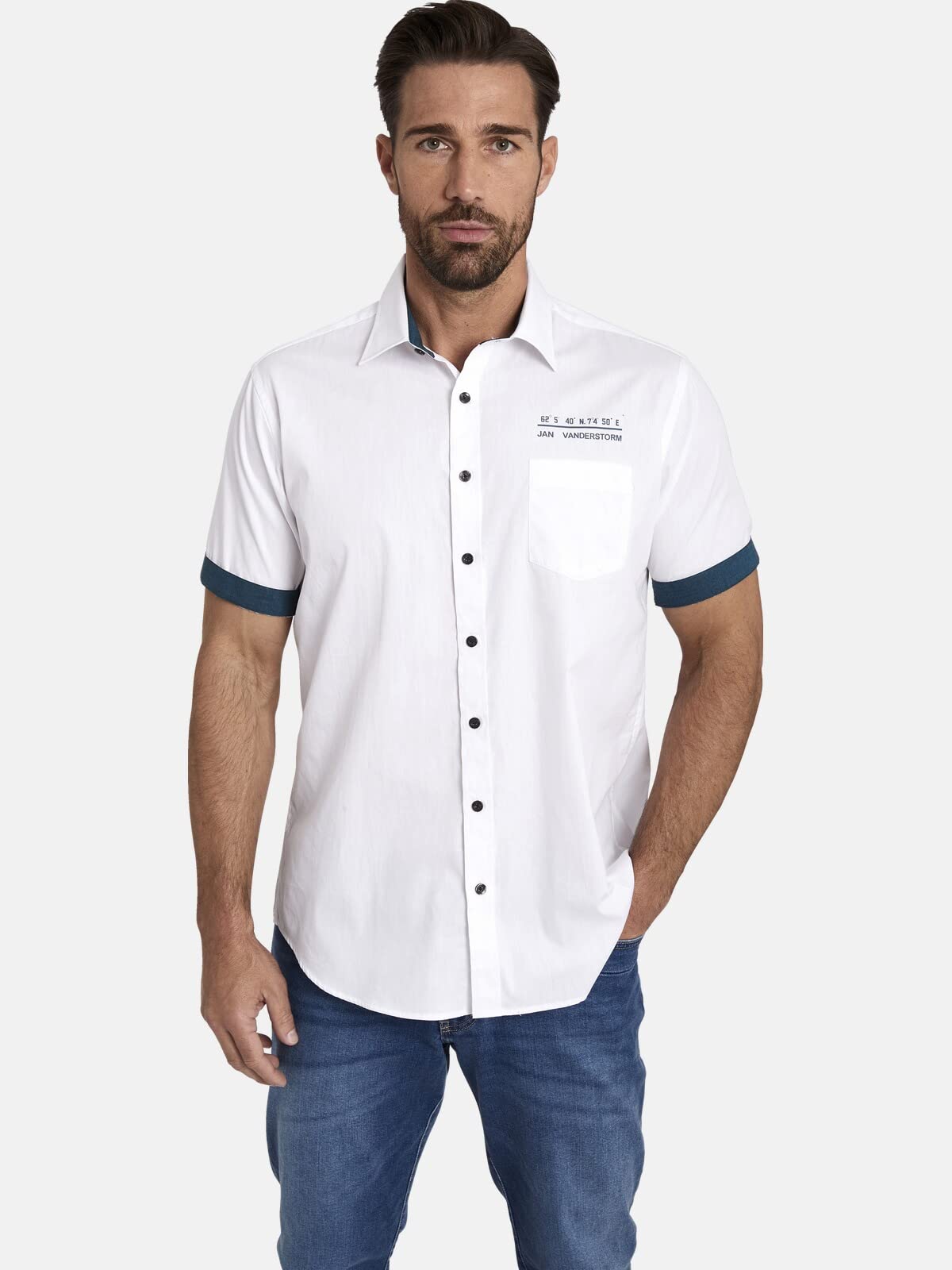 JAN VANDERSTORM Herren Doppelpack Hemd EVIN | 2er-Pack Kurzarmhemd | 100% Baumwolle | große Größen von L-7XL