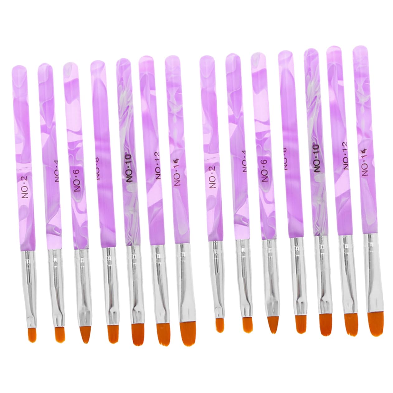 Beaupretty 14Pcs Nail Art Brush Set with Uv Gel Builder Pens for French Nails and Patterns Round-tip Painting Brushes with Protective Tubes for Salon