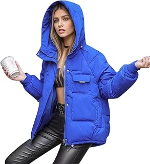 Plumifero Mujer Invierno con Capucha Color Liso Manga Larga - Ropa Mujer Invierno con Bolsillo Cremallera Funcional Classic Suave Cazadoras Transpirable Deportiva Plumiferos