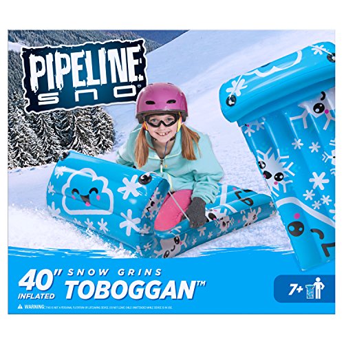 PIPELINE SNO Snow-Grins Inflatable 1 Person Snow Sled/Toboggan with Tow-Rope, 43” Inch Length - Thumbnail 2