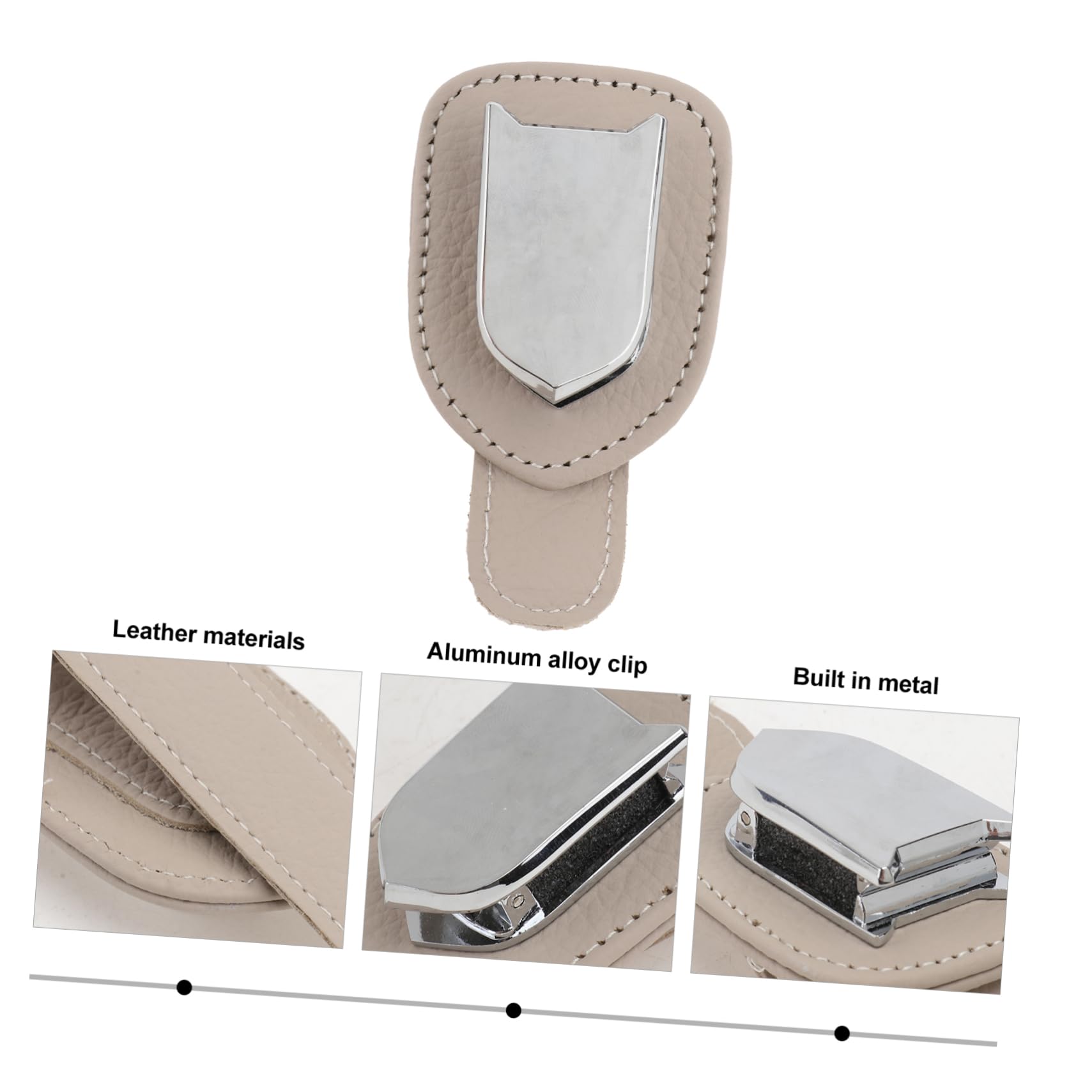 Ciieeo 2pezzi Porta Occhiali da Sole per Auto Clip in Pelle e Inossidabile Porta Biglietti per Occhiali da Vista per Aletta Parasole per Auto