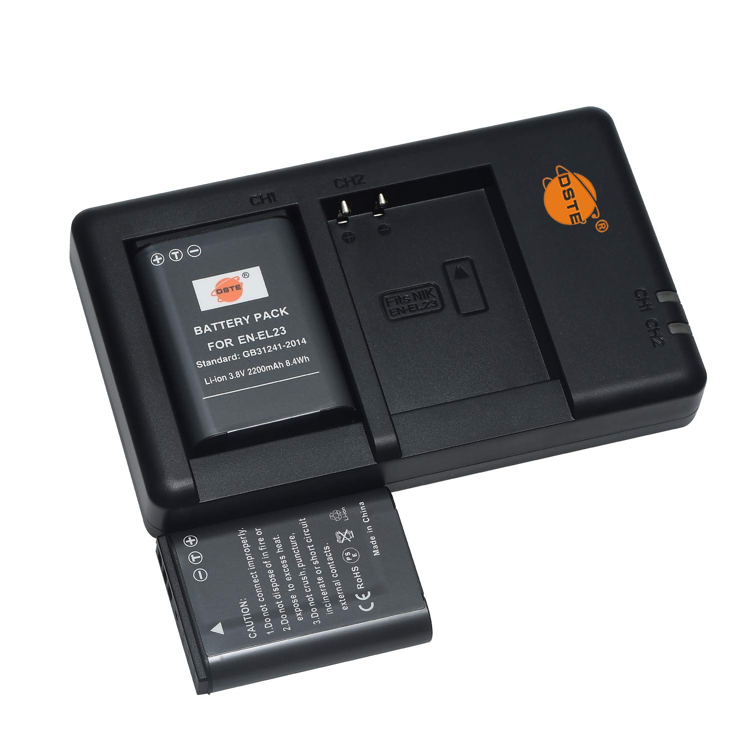 EN-EL23 Lot de 2 batteries de rechange rechargeables et double chargeur compatibles avec Coolpix P600, P610, P610s, P900, P900s, S810c, B700