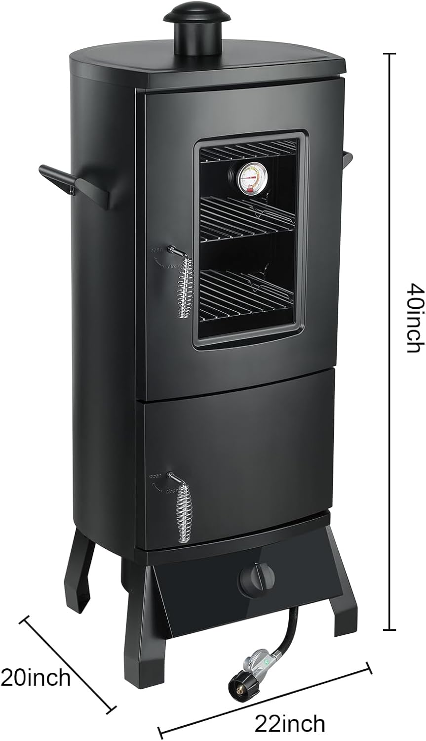 Dimensions of the PIQUEBAR Vertical Propane Smoker