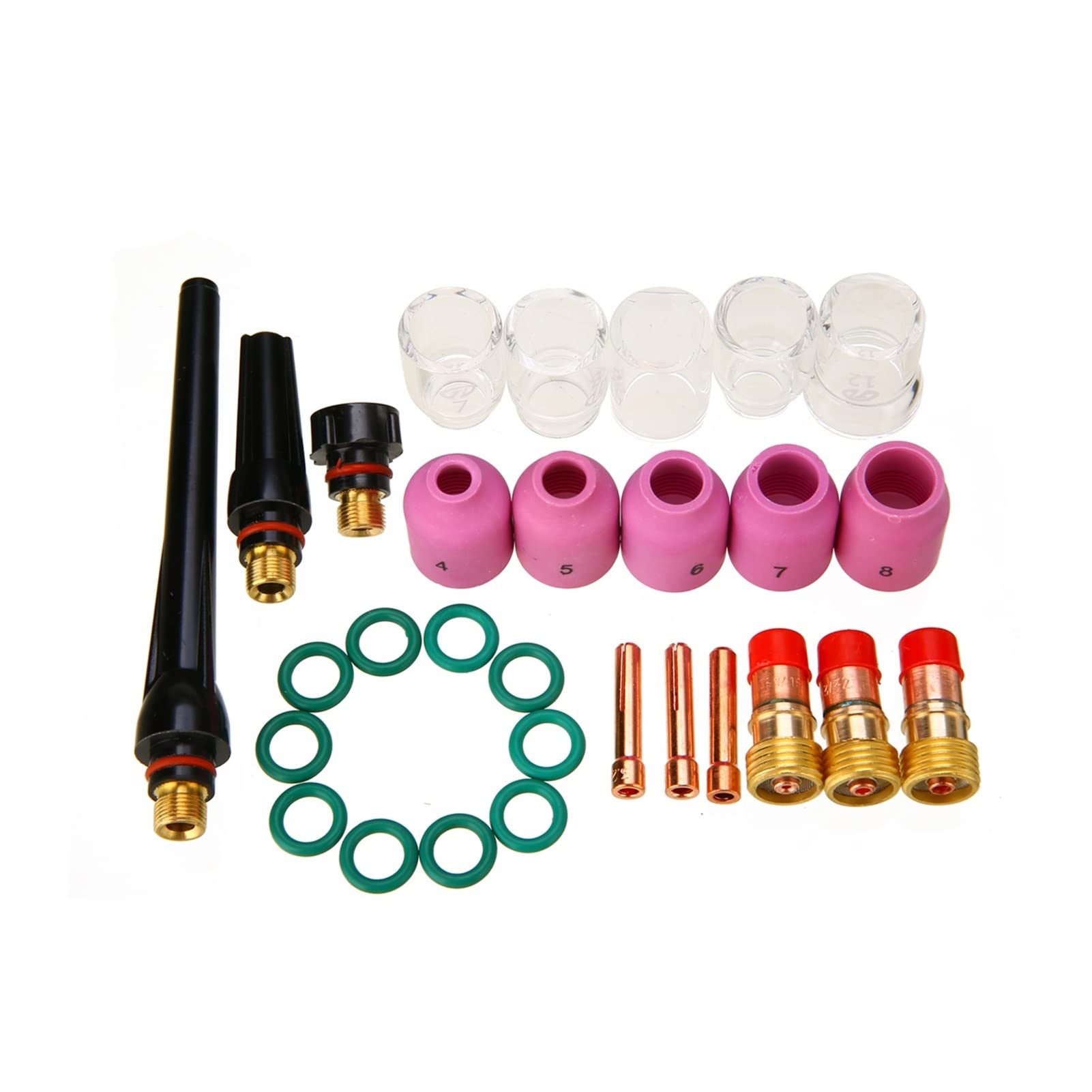31 unids/Set práctico Kit de soplete Soldadura Gas áspero 6#-12# Vaso Vidrio WP-17/18/26 Accesorios Boquilla