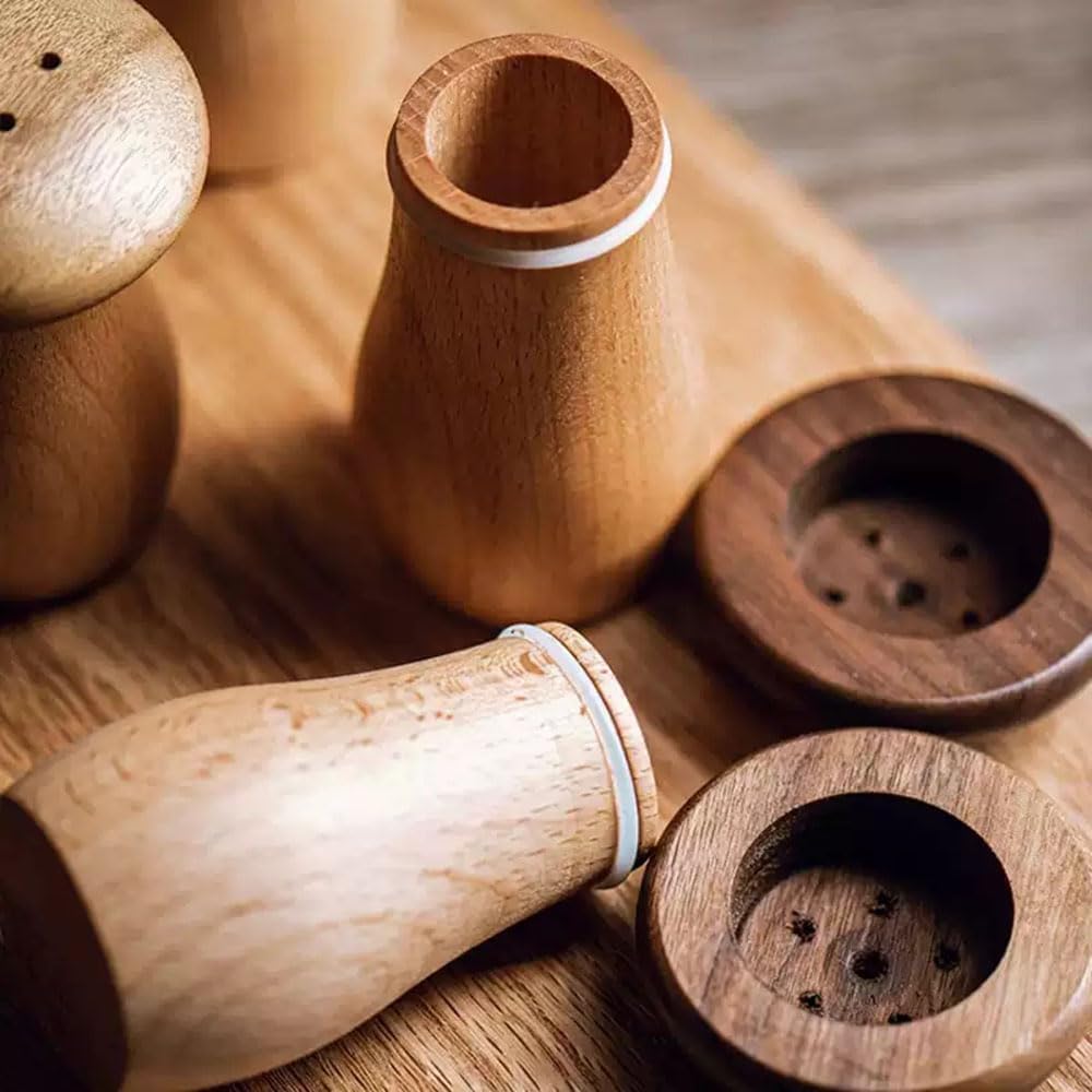 Wooden Mushroom Salt and Pepper Shakers Set, Cute Wooden Salt and Pepper Shaker for Kitchen Cooking Farmhouse Home Kitchen Decor