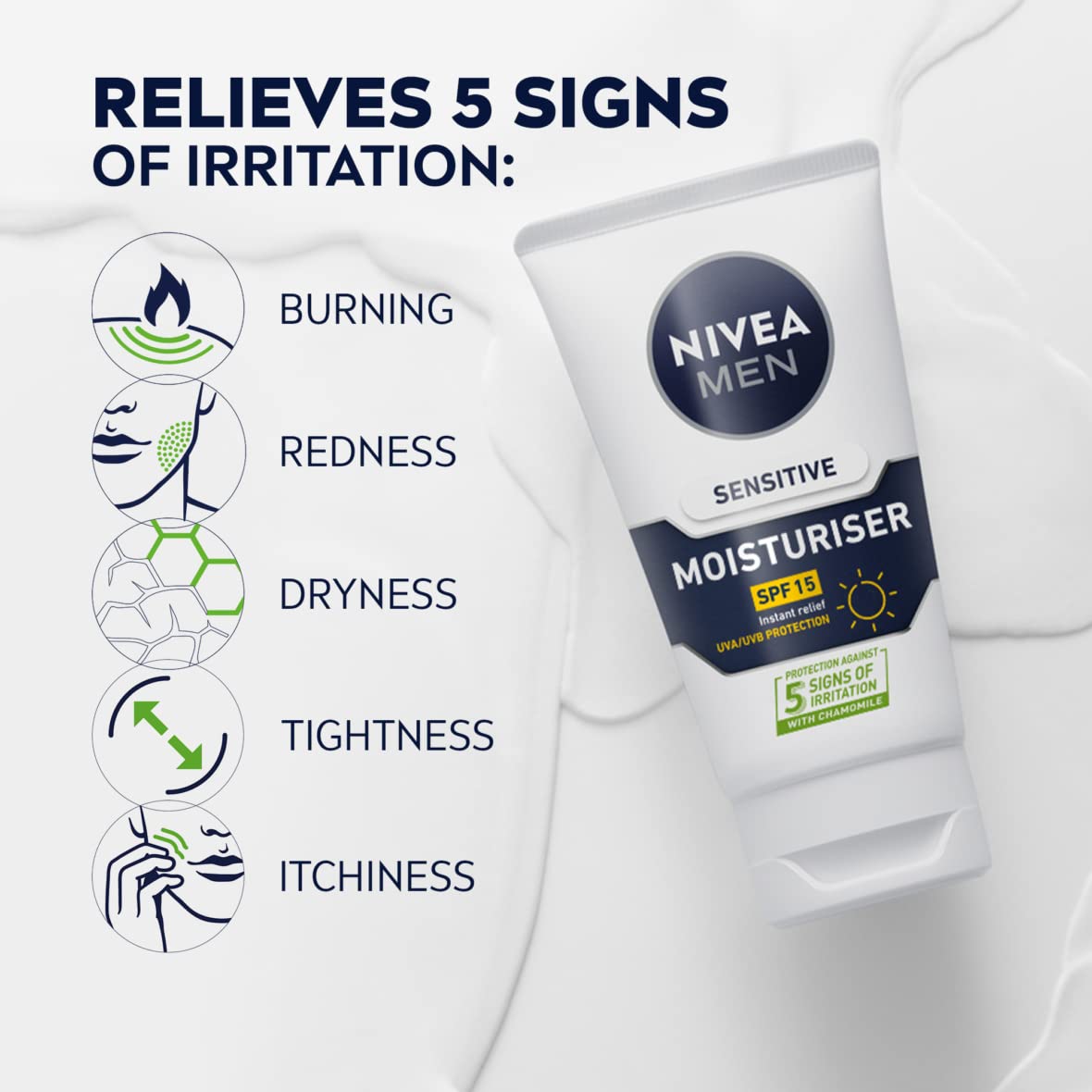 NIVEA MEN Sensitive Face Moisturiser SPF15 (75ml) - Image 2