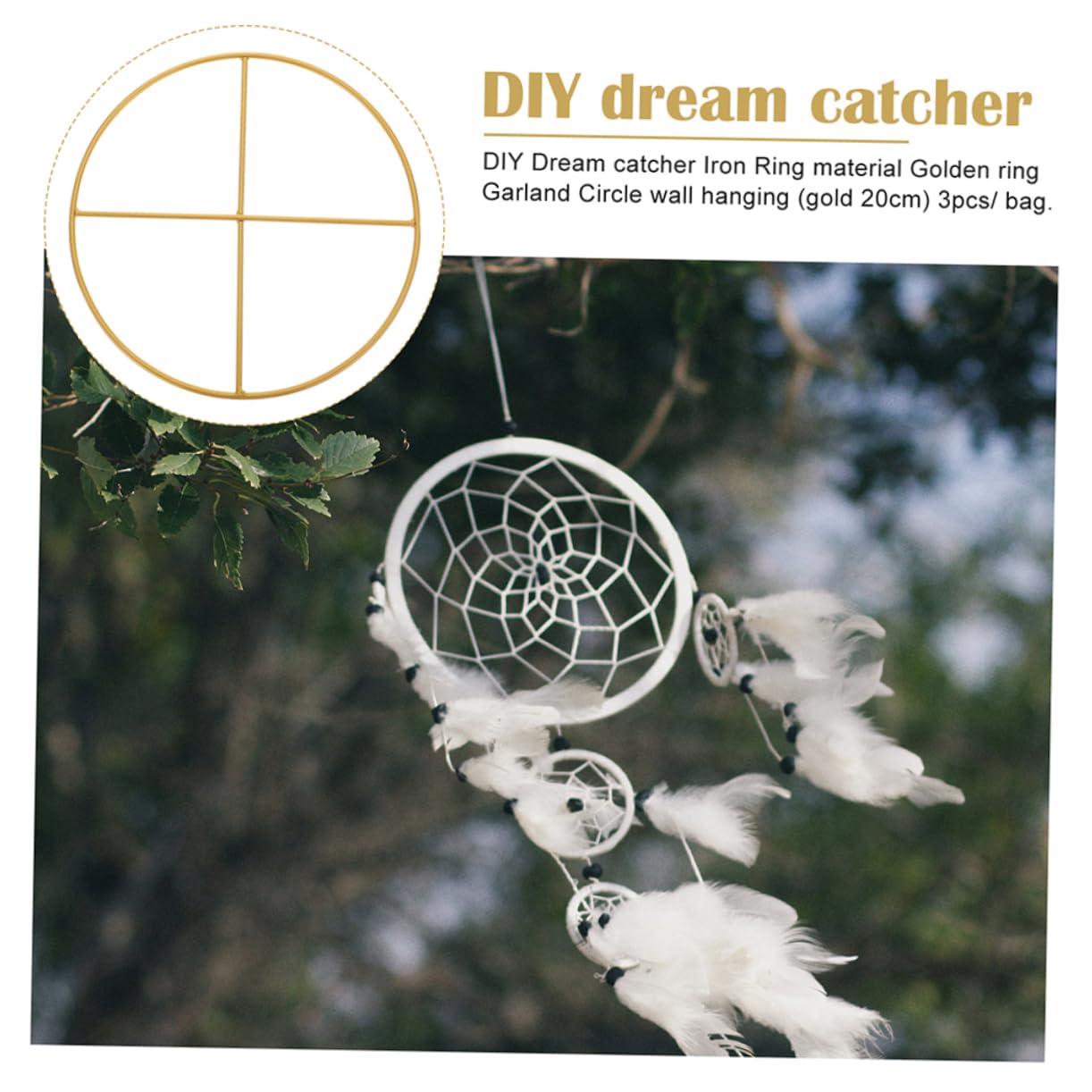 Garneck 2pcs Dreamcatcher Sturdy Iron Craft Hoops for Wreaths Tassels Floral Arrangements for Home Holiday Decorations