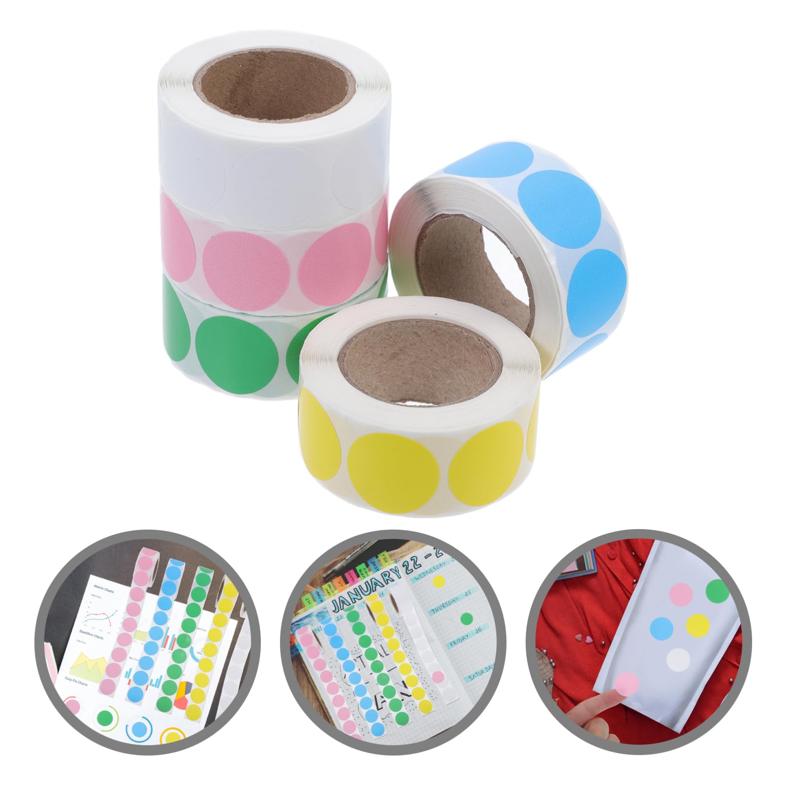 Etichette Termiche Rotonde Adesive Colorate 5 Pezzi | Carta Termica Autoadesiva, 500 Pezzi, Design a Singola, Avvisi e Impermeabili per Logistica e Magazzini