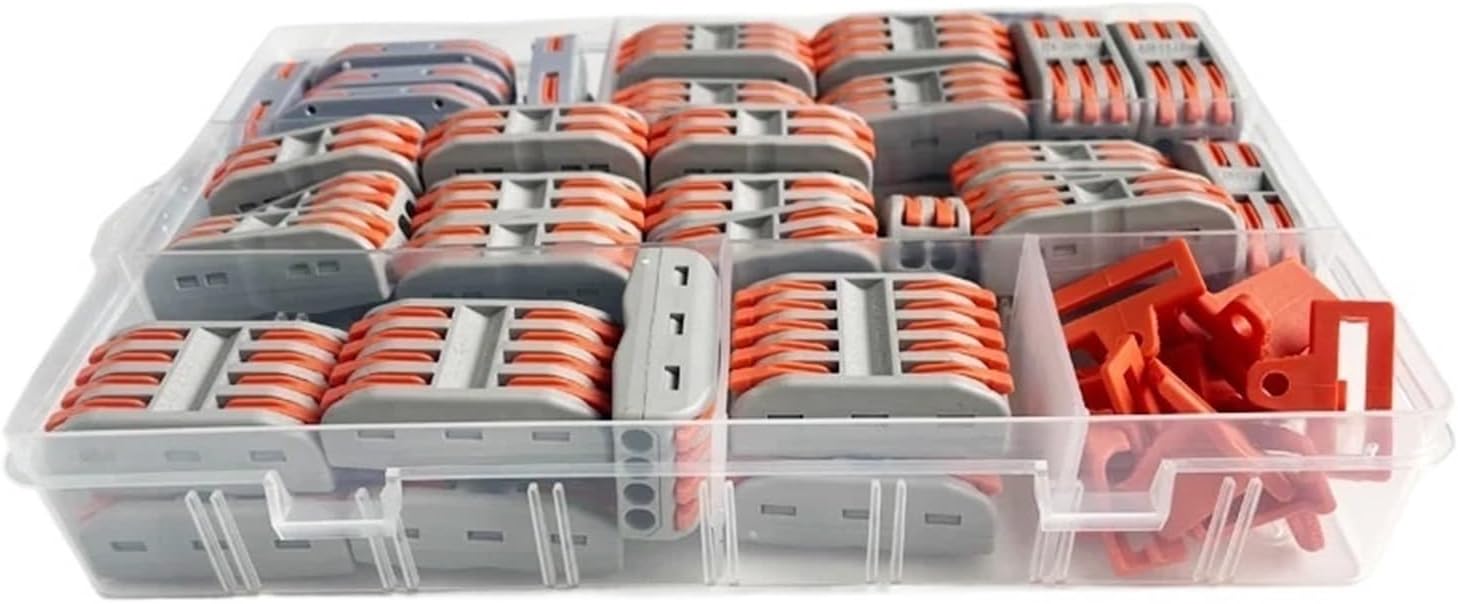 64PCS Boxed Mini Fast Wire Connector SPL Compact Conductor Spring Wiring Push-in Terminal Block(B kit (64pcs))