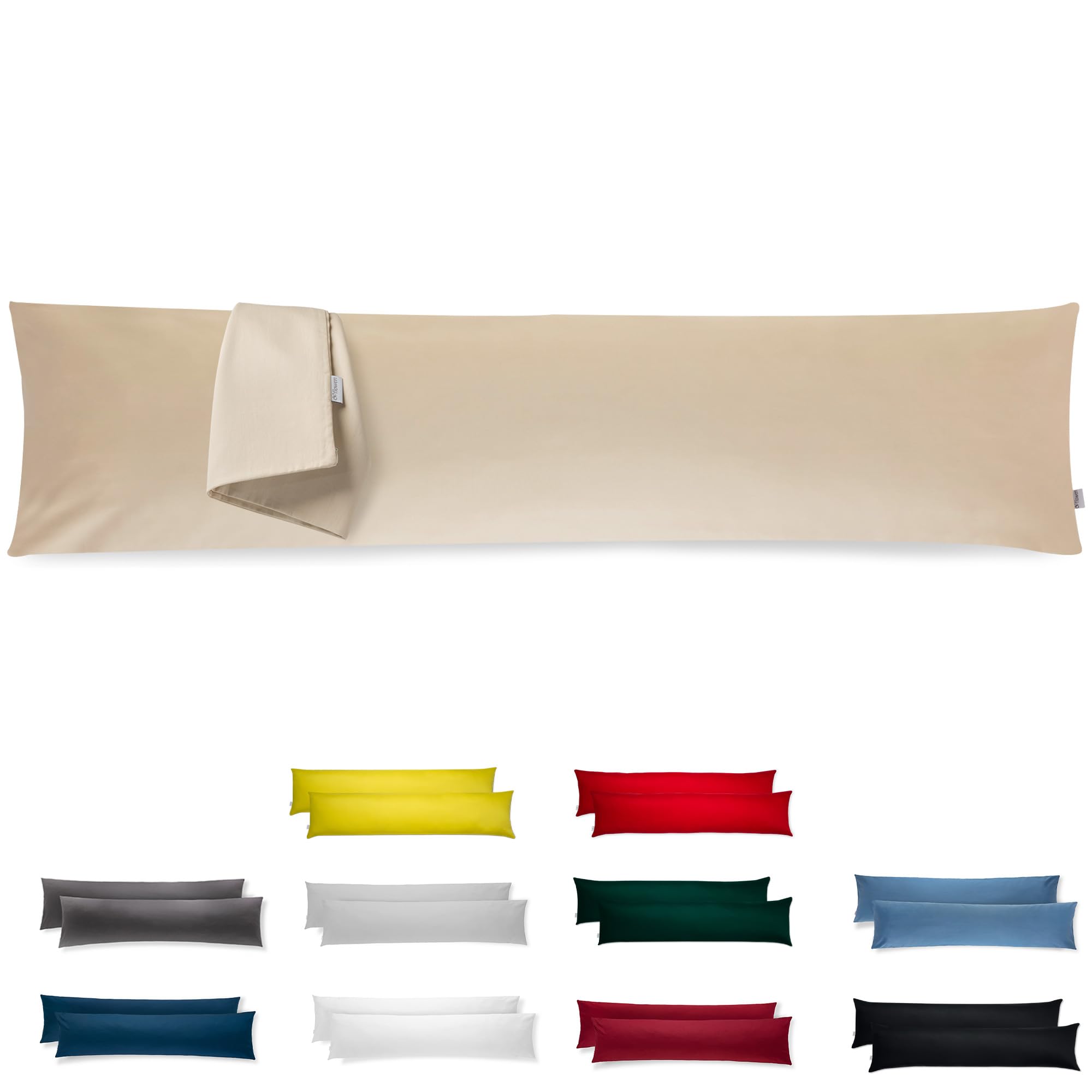 Flowen Federe Cuscini Letto Matrimoniale e Singolo 40x145 Set da 2 Copricuscini in Microfibra Fodere Lavabili e Resistenti 40 x 145 cm Tessuto 100% Poliestere Traspirante Anallergico Antiacaro