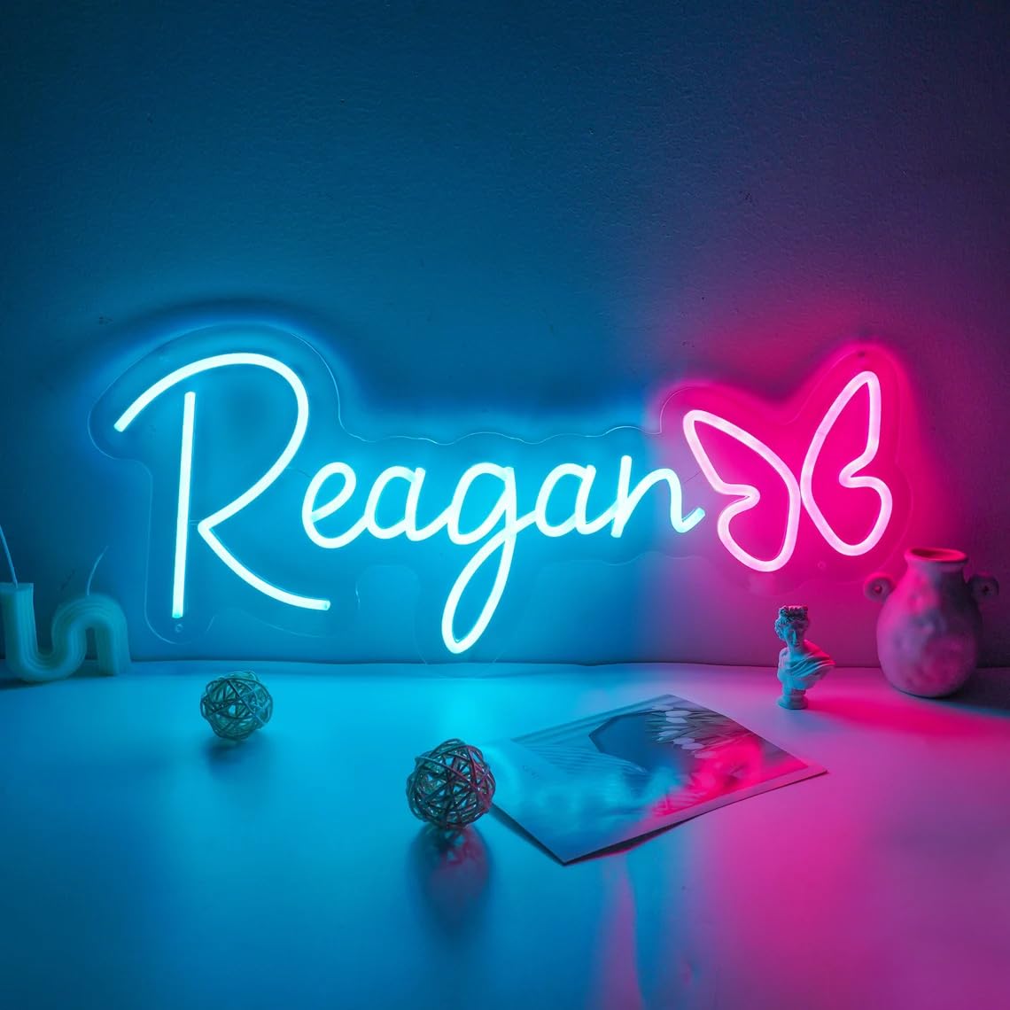 Custom Neon Signs, LED Neon Light Signs for Bedroom Wall Décor, Personalized Neon Name Sign Dimmable for Bedroom Birthday Wedding Party Kid Bar Business Festival Gifts (Optional 15
