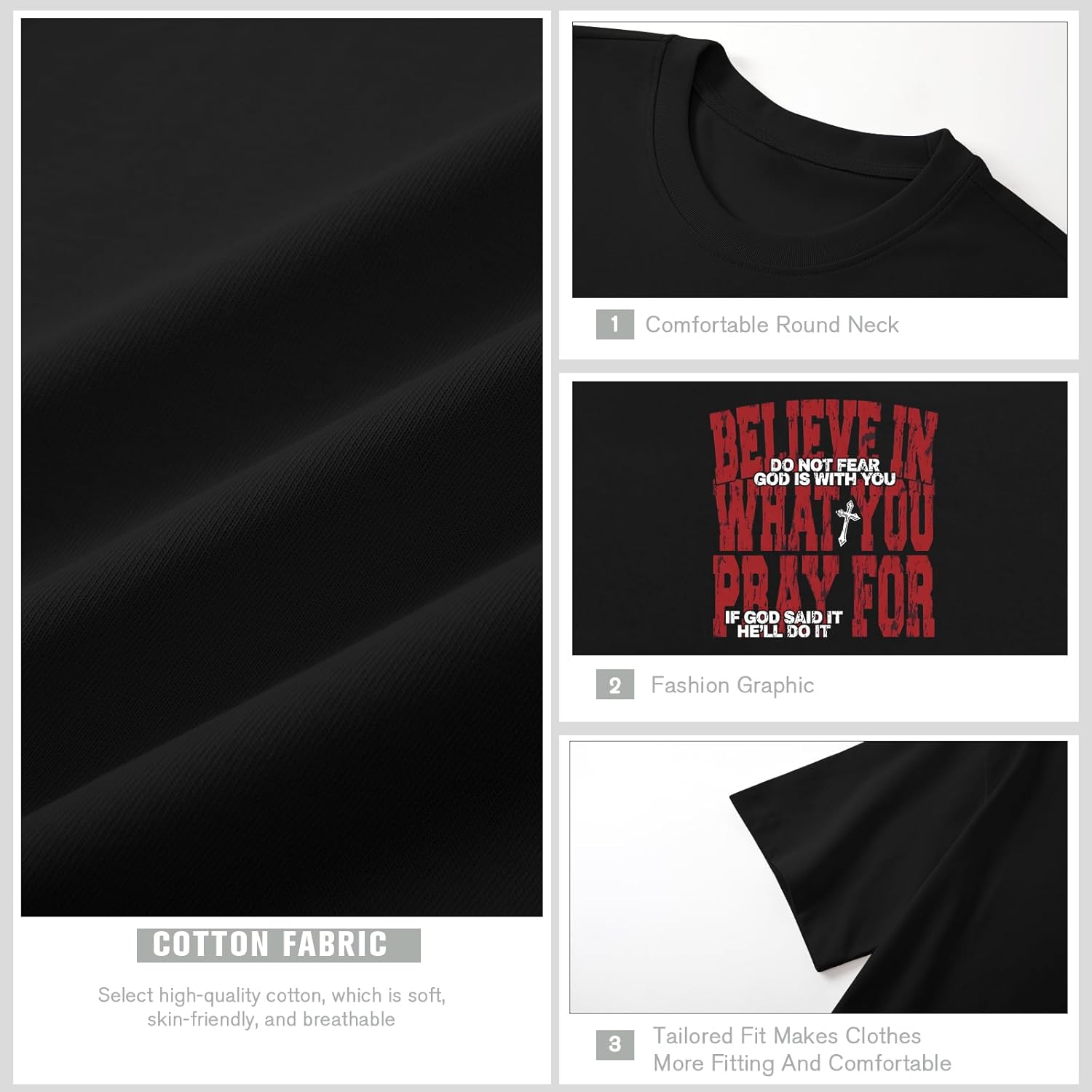 BINTEHGS Men's Christian Faith T-Shirts Inspirational Bible Verse Shirt Cross Oversized Tshirts for Men Jesus Graphic Tees - Image 6