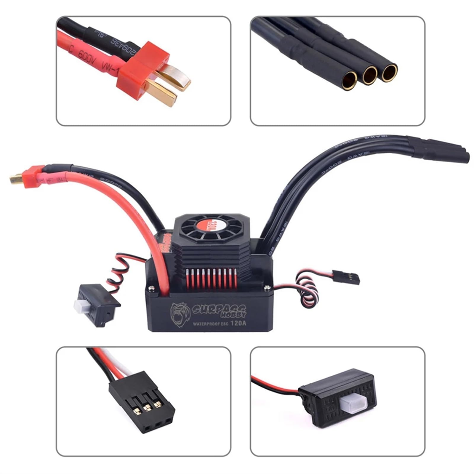 KK 3670 2650KV wodoodporny silnik bezszczotkowy + wodoodporny bezszczotkowy ESC + zestaw radiatora do 1/8 Drift Racing Car Buggy Off-Road RC Car