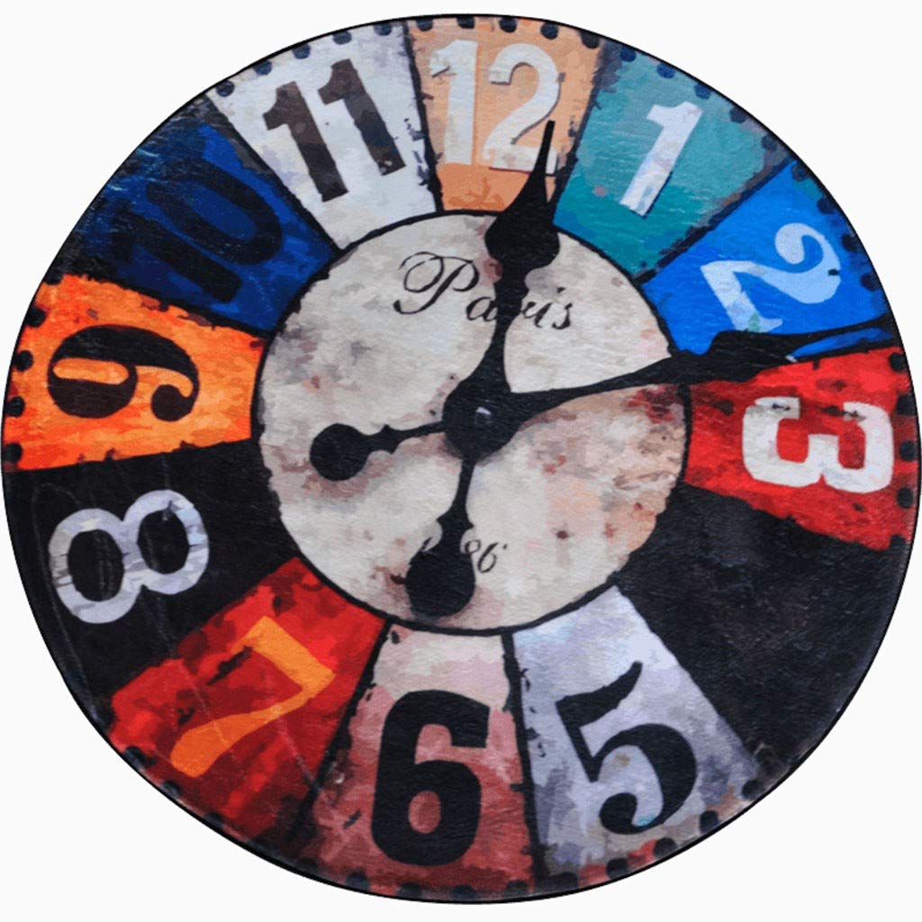 Tapis de salon rond haut de gamme style horloge pour table à thé