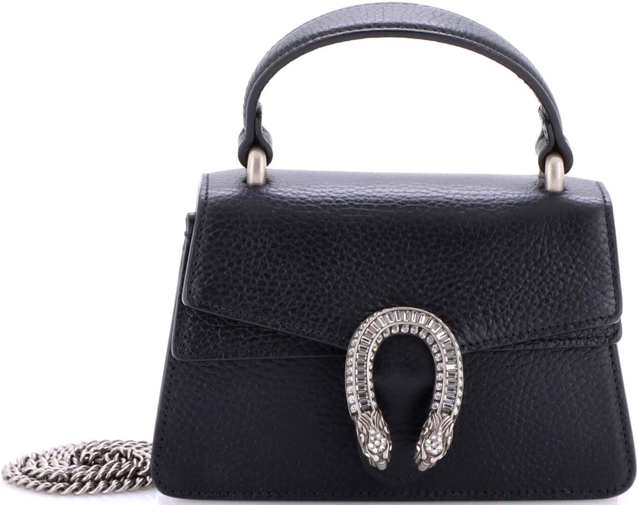 Pre-Loved Dionysus Top Handle Bag Leather with Crystals Mini, Black