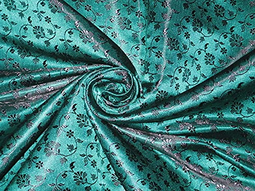 Tissu en Soie Brocade Vert et Violet idéal robe de soirée et rideaux