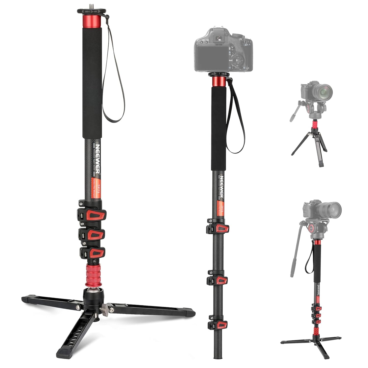 Lightweight Carbon Fiber Monopod Stand for DSLR & Video, Max Load 13.2lb