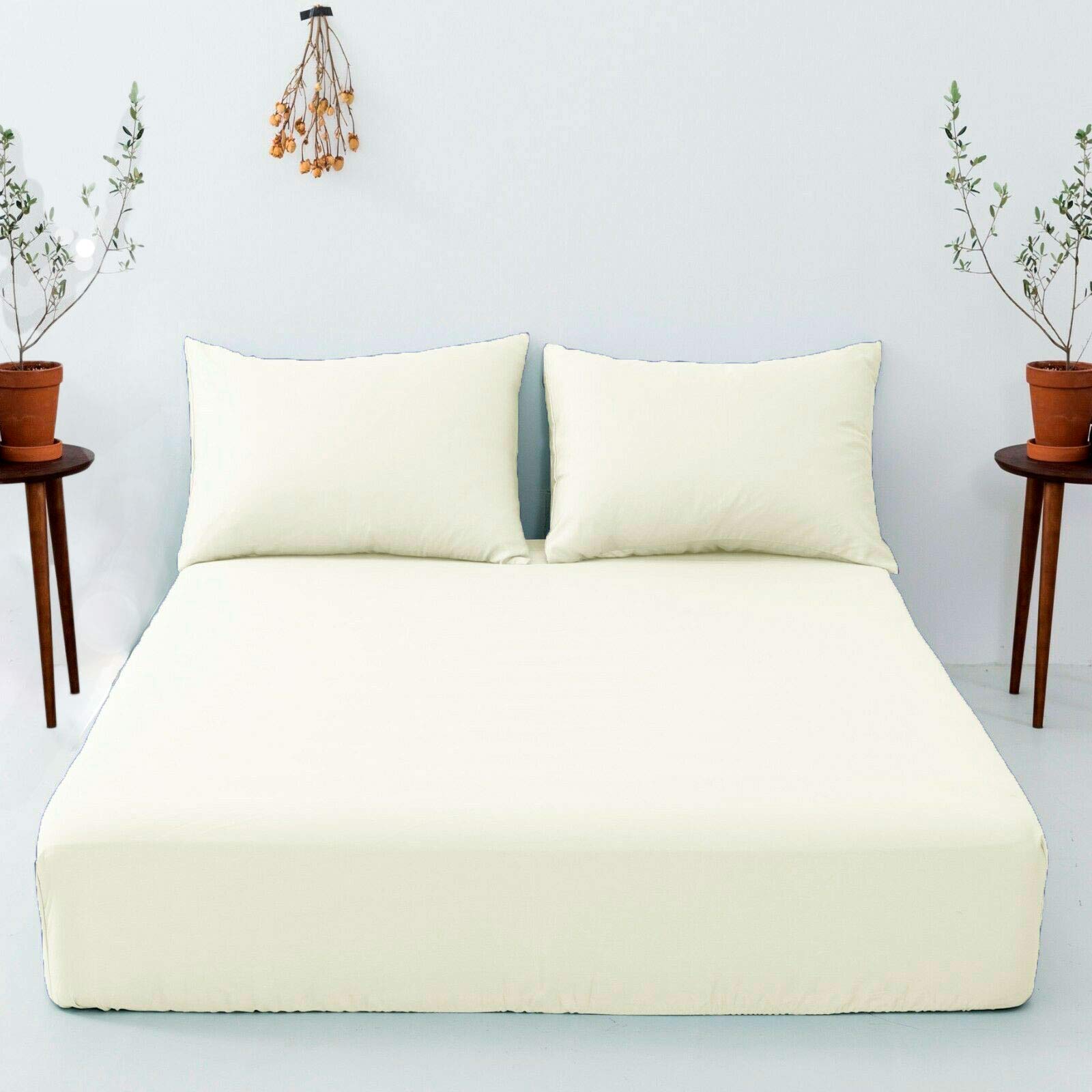 Shopping Zone Express Extra Deep Fitted Bed Sheets 16” (40cm) Poly-Cotton Ultra Soft Wrinkle Free Percale Plain Sheet Bedding