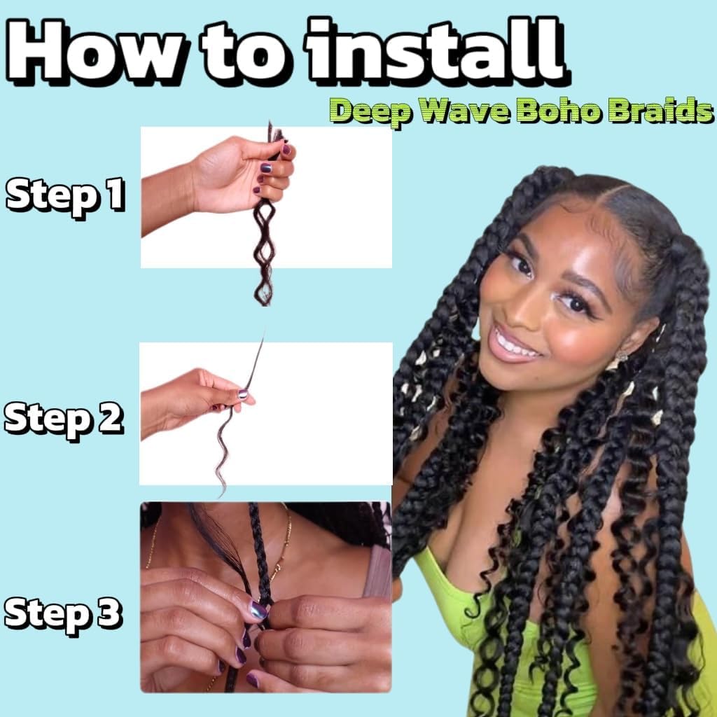 Deep Wave Bulk Human Hair Braiding for Boho Braids Tissage Cheveux Humain Naturels Unprocessed No Weft Tissage Bresilien Curly Bundle Virgin Hair 2 Braids Per Pack 100g Extension Cheveux 16 Pouces