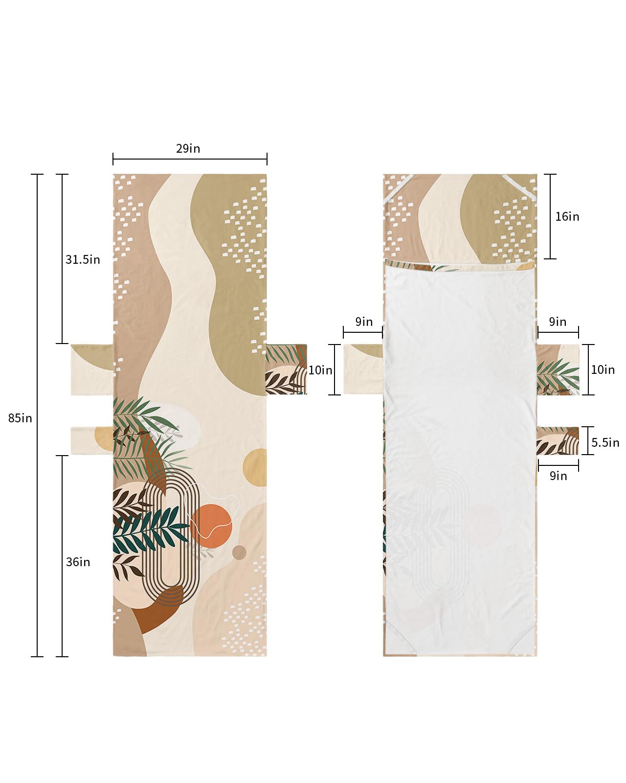 Boho Botanical Beach Lounge Chair Towel Cover, Soft Chaise Lounge Towel with Side Pockets Patio Pool Chairs Cover for Beach/Pool Sunbathing 29x85 Middle Century Geometric Abstract Art