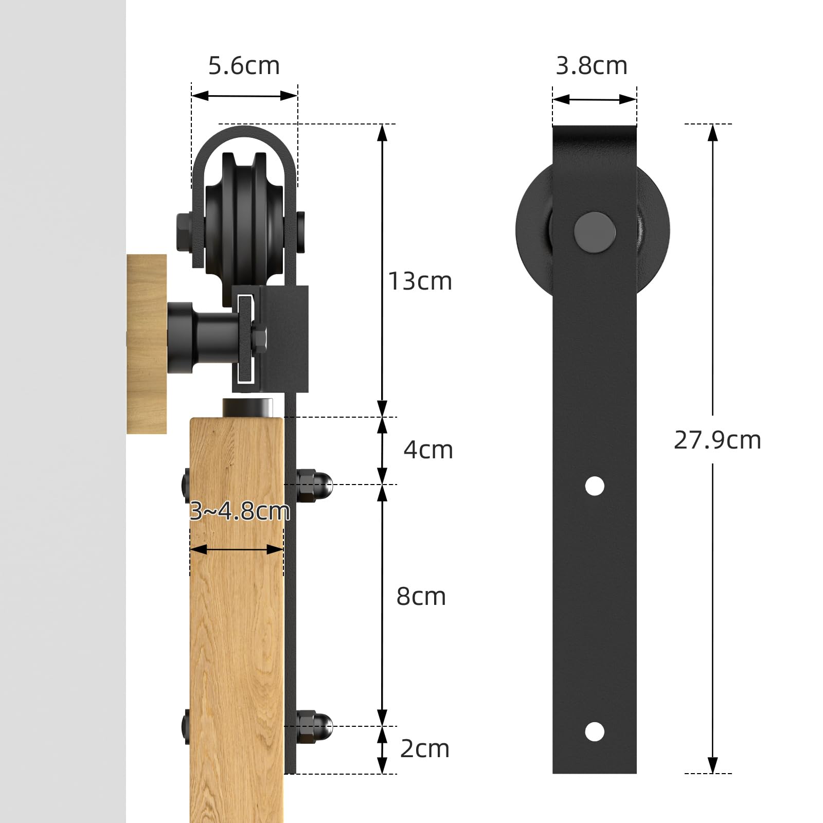 CCJH 200cm Quincaillerie Kit de Rail pour Porte Coulissante avec Guide de Plancher, pour Grange, Poignée