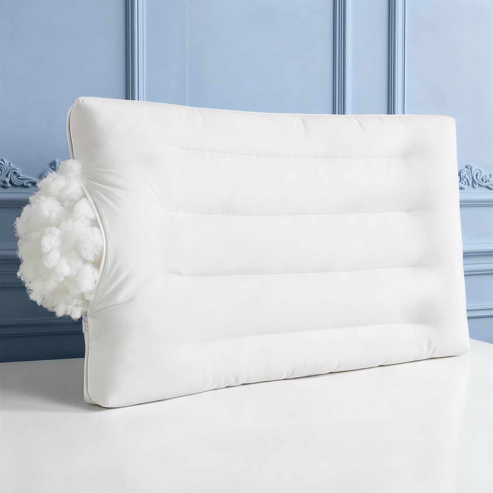 Flat Pillow - Adjustable Low Pillow for Side Back Stomach Sleepers