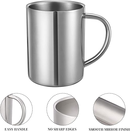 Miniatura 4 de Taza de café de doble pared de 13.5 oz  13.5 fl oz, tazas de té de acero inoxidable, tazas de viaje para acampar