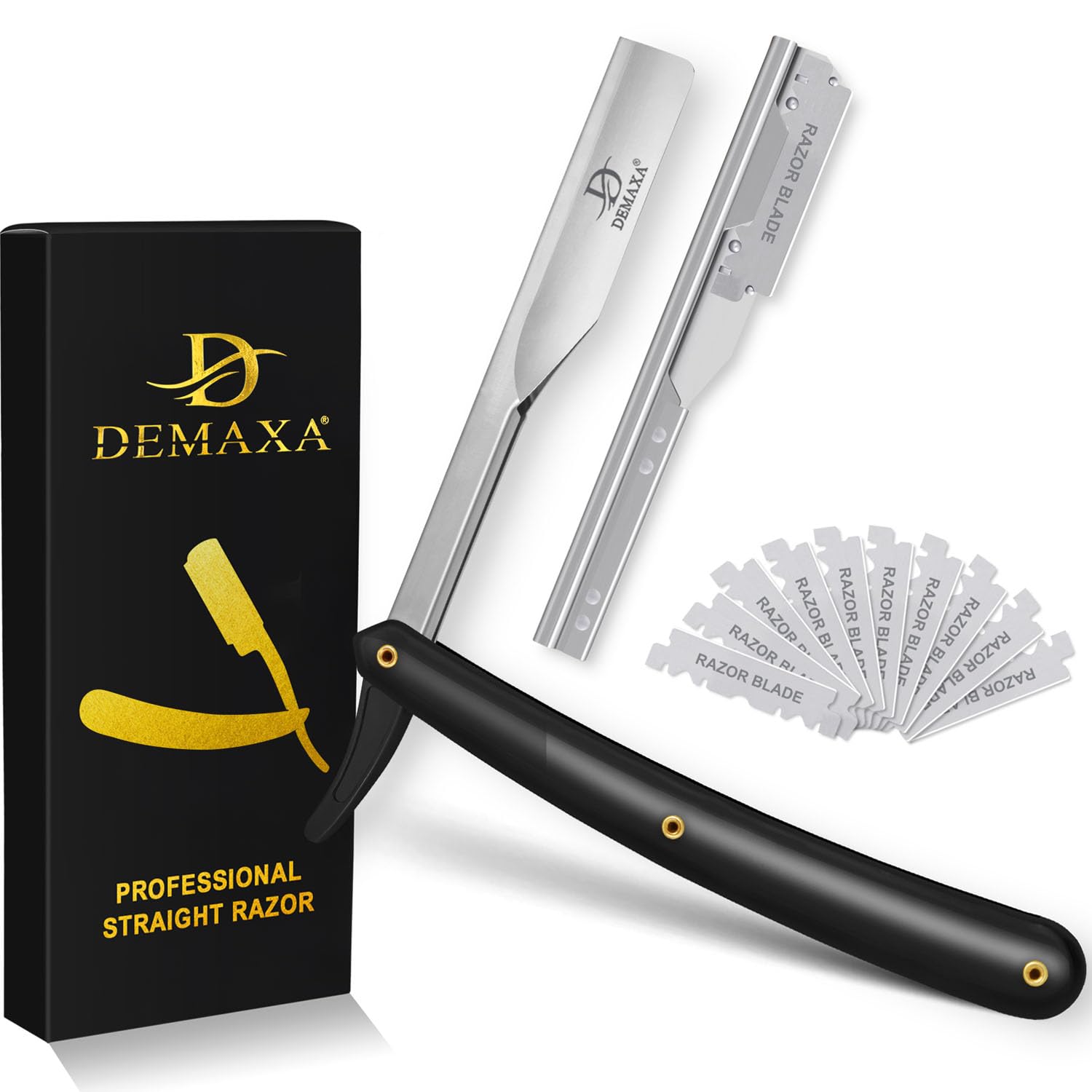 Professional 20 Straight Razor Blades with DEMAXA Shavette Straight Razors for Men - Navajas para Barbero Professional Bar...