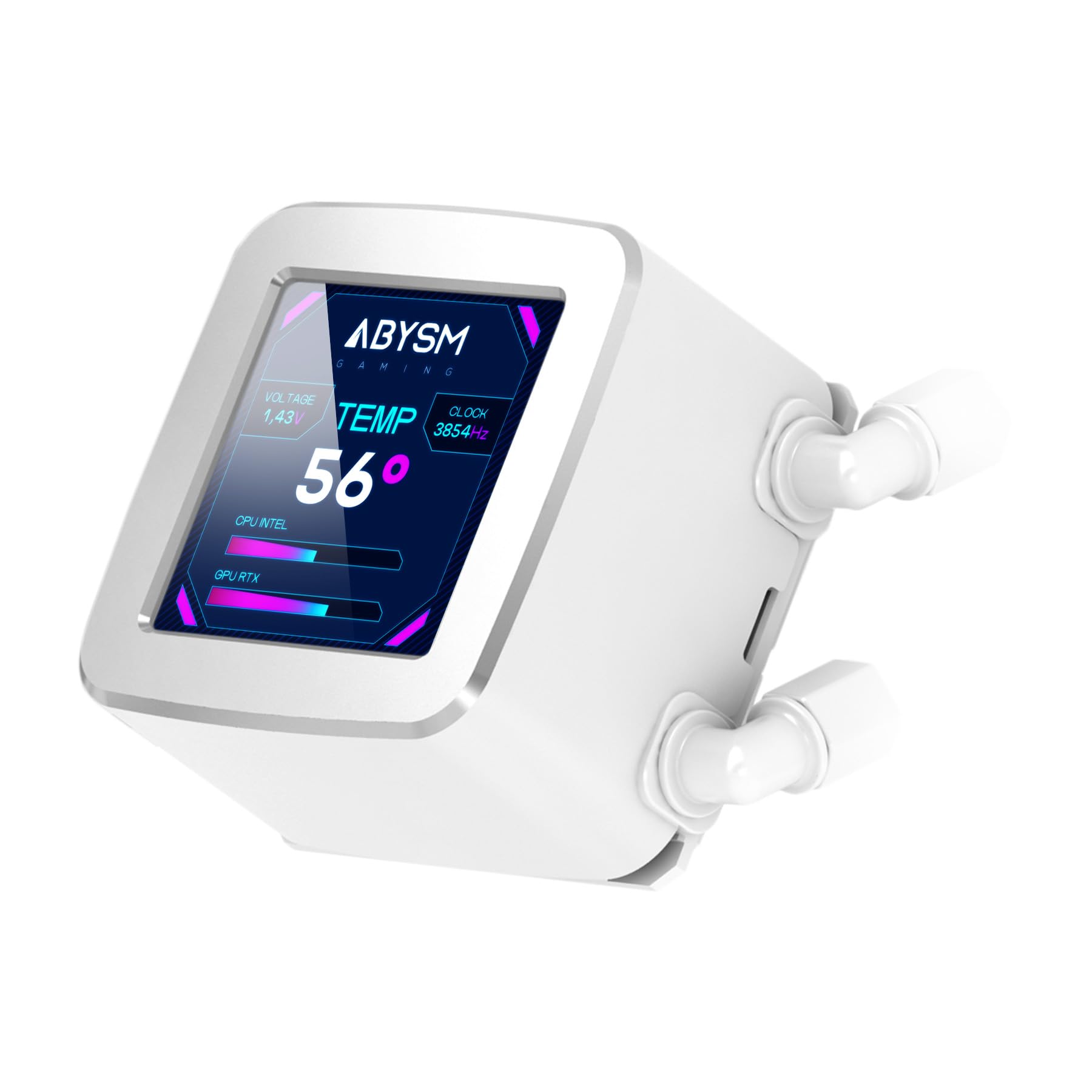 ABYSM Gaming Raffreddamento liquido OCEANIC 360 White ARGB, con display LCD da 2,8'' personalizzabile, per monitoraggio della temperatura della CPU, velocità delle ventole e altri parametri