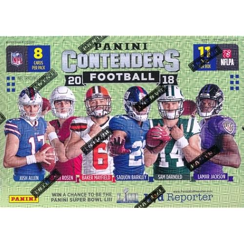 2018 Panini Contenders Football HUGE FANATICS Factory Sealed Retail Box with EXCLUSIVE RUBYS PARALLELS! Look for Rookies & Autos of Lamar Jackson, Josh Allen, Saquon Barkle & More!