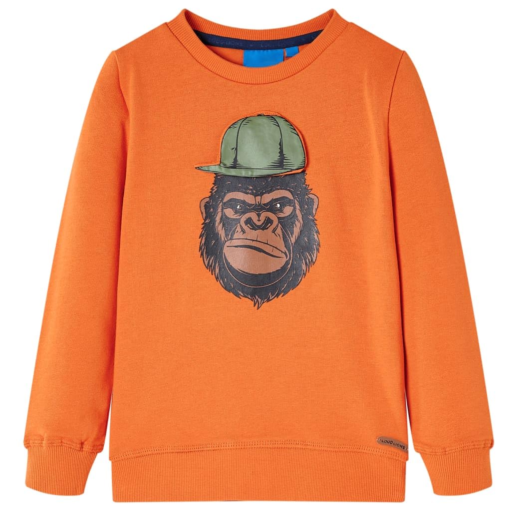 Vidaxl Orange Kids' Sweatshirt Long Sleeves Pullover Clothes Gorilla Print Dark 116