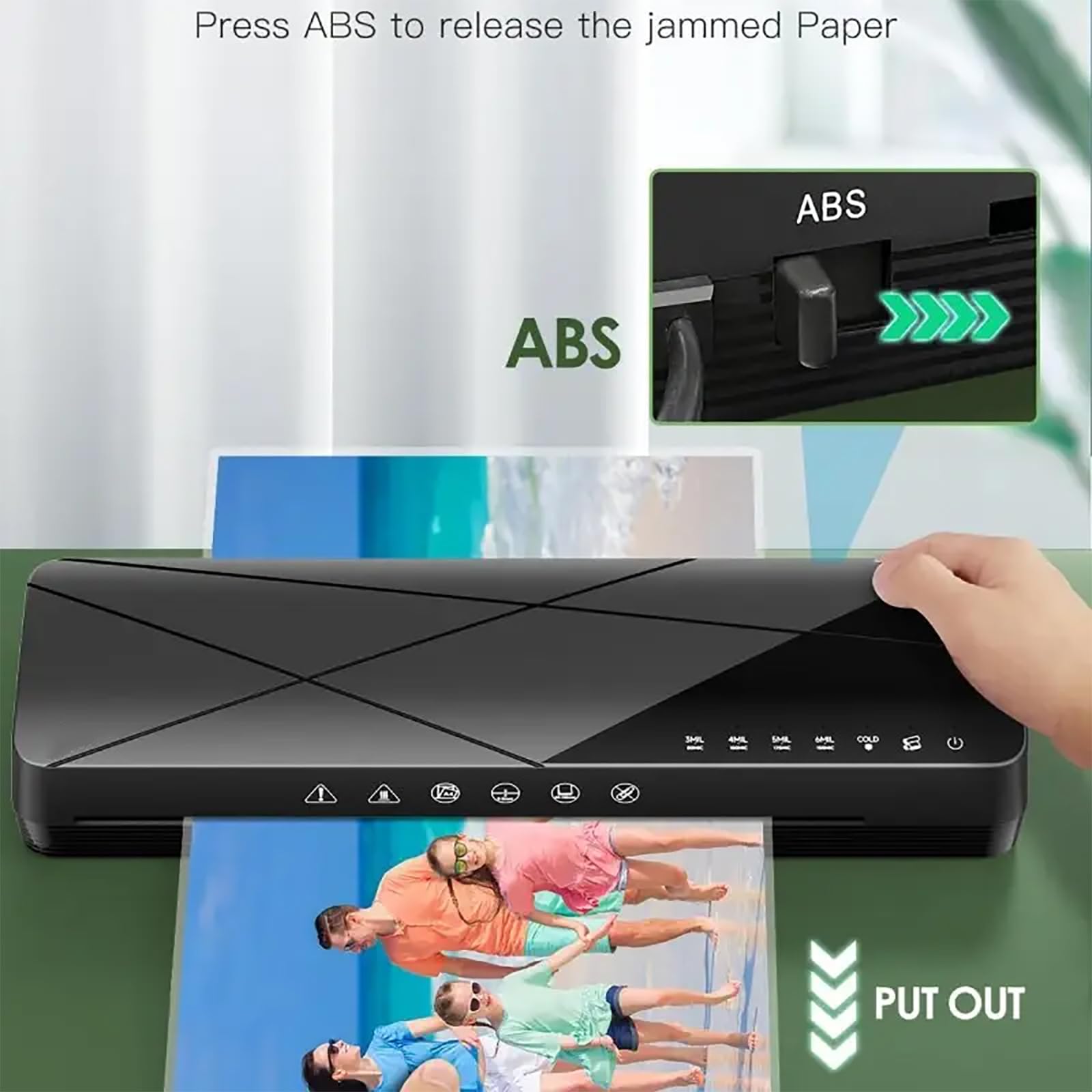 Laminator Biurkowy, Przenośny Laminator Termiczny Z Lampką Kontrolną, Automatycznym Wykrywaniem Grubości I 2 Trybami Laminowania, Prędkość 355 Mm/min Powyżej Tworzywa Sztucznego, Do Domu, Biura