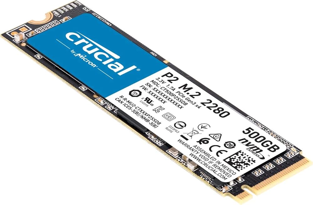 Crucial P2 500GB 3D NAND PCIe Gen3 X4 NVMe M.2-2280 Internal Solid State Drive thumbnail 2