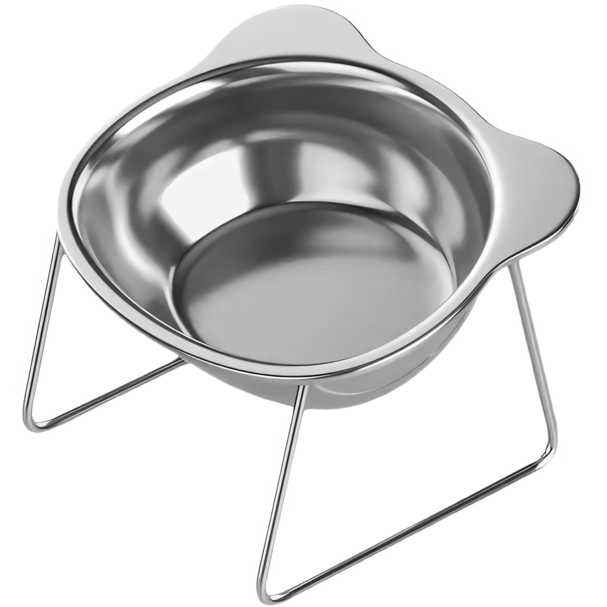 Ciotola Rialzata per Gatti, Acciaio Inossidabile con Supporto Metallico, Ciotola Acqua Ergonomica per Cuccioli - Argento