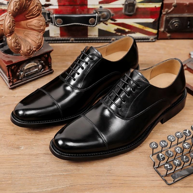Men's Oxford Formal Fashion Luxury Dress Retro Shoes Men Handmade Leather Modern Classic Lace up Leather Lined Perforated Derby Shoes2
