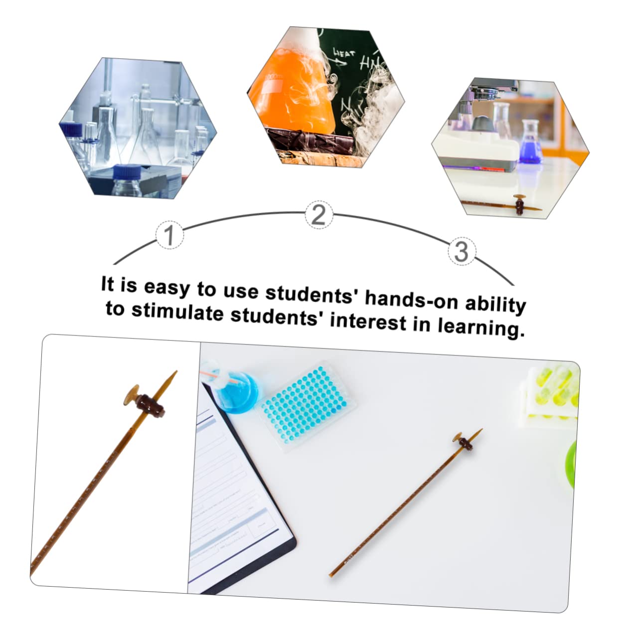 Buretta Per Acido - Strumento Laboratorio Chimico In Vetro, Per Esperimenti E Titolazioni - Foto 11