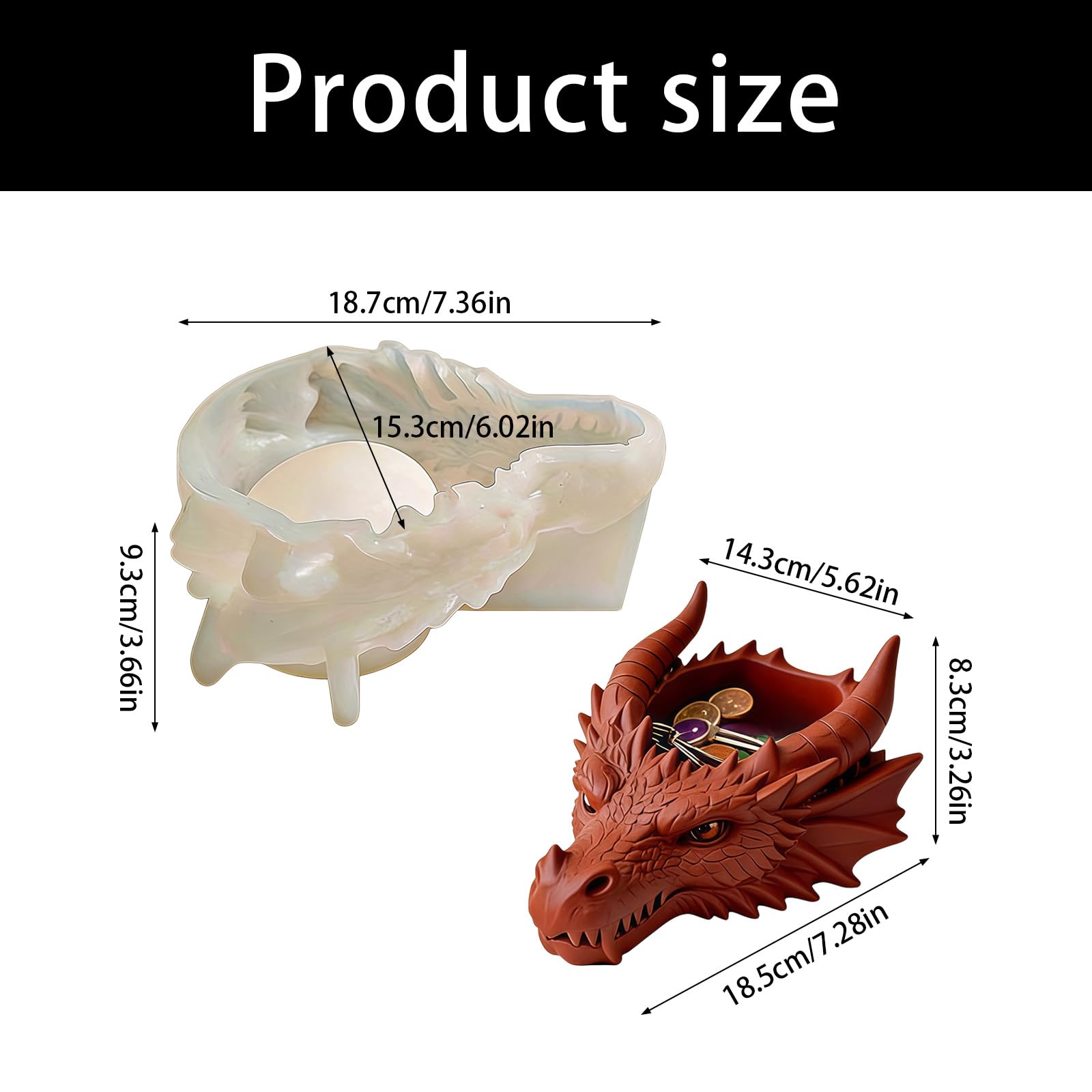 Stabile stampo in silicone a forma di drago 3D con motivo a drago