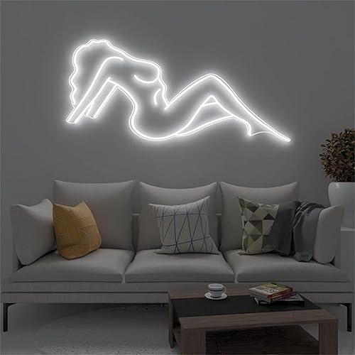 Luz nocturna LED de neón, señales de neón de dama desnuda, letreros de neón sexy para mujer, letrero de pared, letreros decorativos de 19.7 x 9.1 in